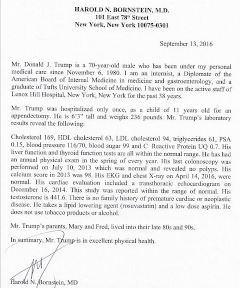 Illustration for article titled Donald Trump's 'Health' Downgraded From 'Astonishingly Excellent' to 'Excellent'